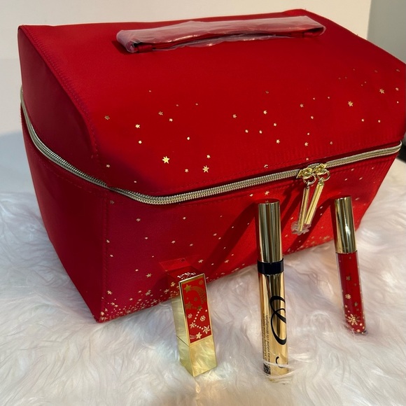 Estee Lauder Red Travel Bag set New lipsticks and Mascara New - Picture 3 of 10